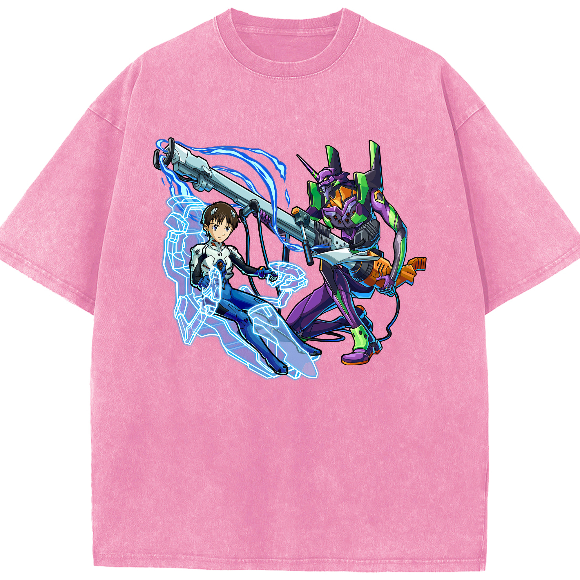 （画像用） EVA 新世紀エヴァンゲリオン 綿100% ヴィンテージ風 半袖Tシャツ（フロントプリント）